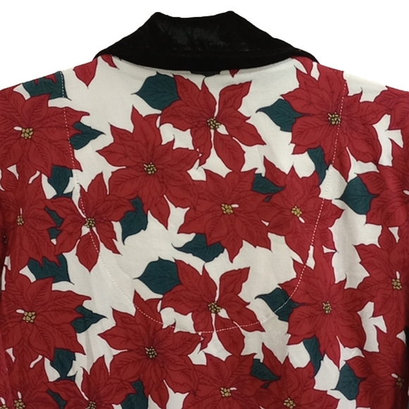 🆕 BED HEAD PAJAMAS WHITE WOMENS NIGHT GOWN / ROBE WITH RED POINSETTIA PRINT - Picture 7 of 11